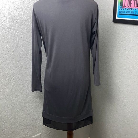 All Saints gray w/black sheer hem a sym midi dress jersey Sz M - Picture 4 of 7